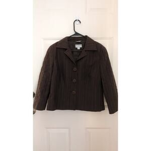 VTG Talbots Made in Italy Brown 3 Button Blazer, Size 14, Vintage, Boho, Retro